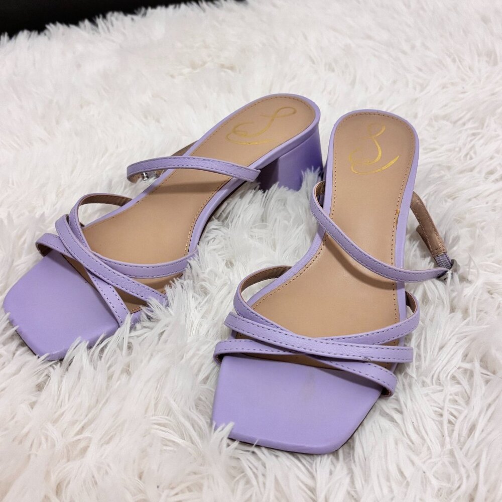 Sam Edelman Rachelle Strappy Heeled Mules 7.5 Lavender Purple Leather
